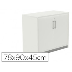 Armario rocada con un estante y dos puertas enteras serie store 78x90x45 cm acabado aw04 aluminio/blanco