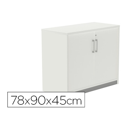 Armario rocada con un estante y dos puertas enteras serie store 78x90x45 cm acabado aw04 aluminio/blanco