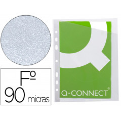 Funda q-connect corte oblicuo 290x195 mm cristal 4 taladros pvc 90 mc caja de 100 unidades