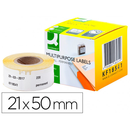 Etiqueta adhesiva q-connect kf18541 compatible dymo 99017 tamaño 50x12 mm caja con 220 etiquetas