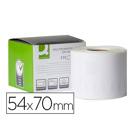 Etiqueta adhesiva q-connect kf18540 compatible dymo 99015 tamaño 54x70 mm caja con 320 etiquetas