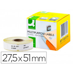 Etiqueta adhesiva removible q-connect kf18534 compatible dymo 11355 tamaño 27,5x51 mm caja con 500 etiquetas
