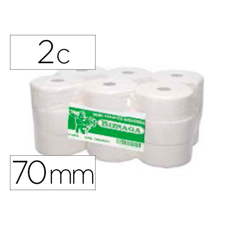Papel higienico biznaga jumbo 2 capas celulosa blanca mandril 76 mm para dispensador kf16756