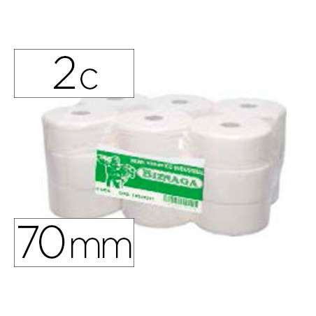Papel higienico biznaga jumbo 2 capas celulosa blanca mandril 76 mm para dispensadorkf16756