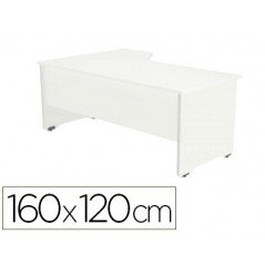 Mesa rocada serie work 160x120 cm derecha acabado aw04 blanco/blanco