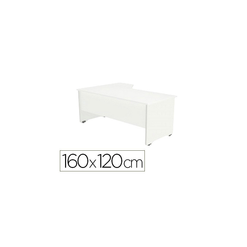 Mesa rocada serie work 160x120 cm derecha acabado aw04 blanco/blanco