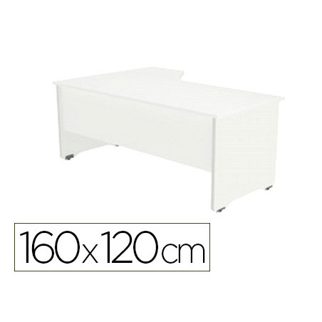 Mesa rocada serie work 160x120 cm derecha acabado aw04 blanco/blanco
