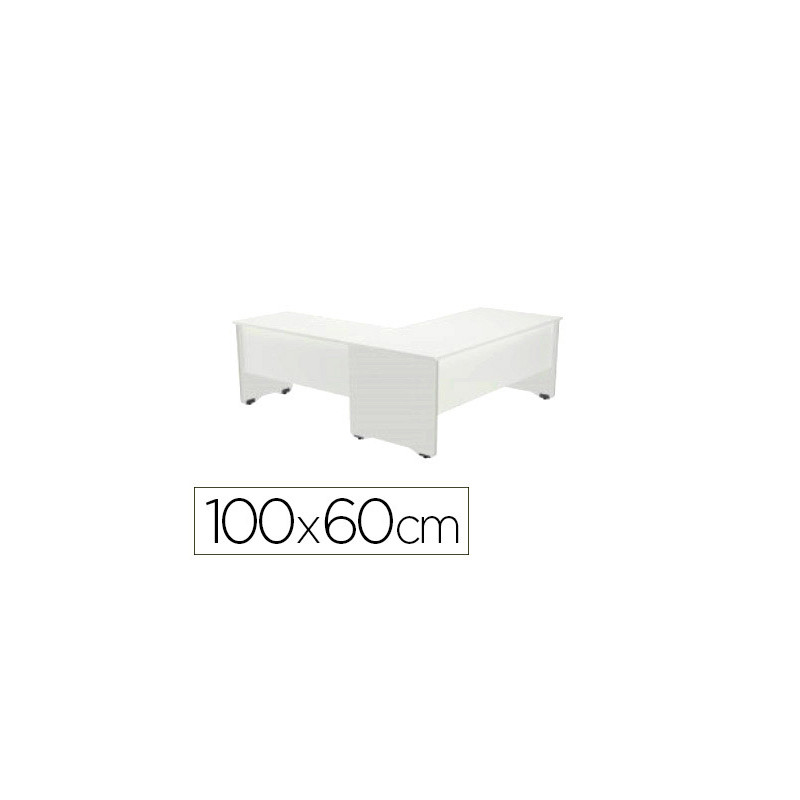 Ala para mesa rocada serie work 100x60 cm derecha o izquierda acabado aw04 blanco/blanco