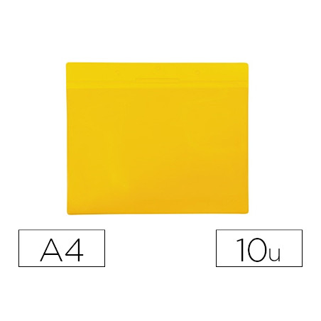 Funda tarifold magnetica din a4 horizontal identificacion palets y estanterias amarillo pack de 10 unidades