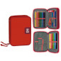 Plumier escolar alpino pequeño doble cremallera rojo 33 piezas