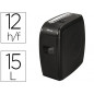 Destructora de documentos fellowes 21cs capacidad de corte 12 h destruye grapas tarjetas credito y clips 15l