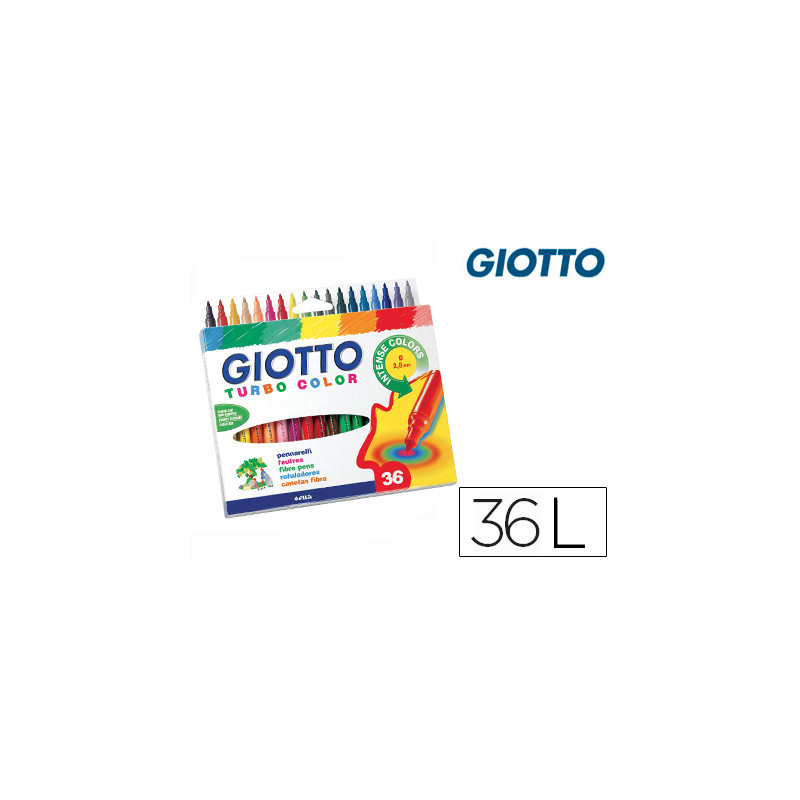 Rotulador giotto turbo color caja de 36 unidades colores surtidos