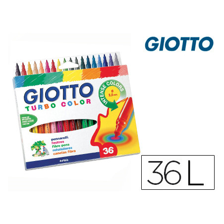 Rotulador giotto turbo color caja de 36 unidades colores surtidos