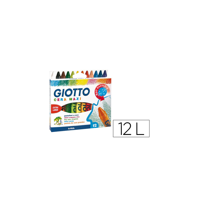 Lapices cera giotto maxi caja de 12 colores surtidos