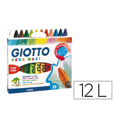 Lapices cera giotto maxi caja de 12 colores surtidos