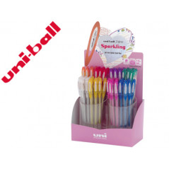 Boligrafo uni ball um-120 signo 0,7 mm tinta gel expositor de 48 colores con purpurina