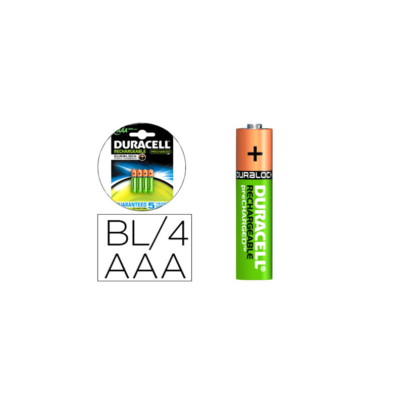 Pila duracell recargable staycharged aaa 900 mah blister de 4 unidades