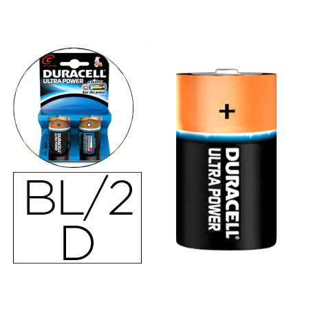 Pila duracell alcalina ultra power d blister de 2 unidades