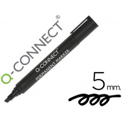 Rotulador q-connect marcador permanente negro punta biselada 5.0 mm