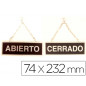 Letrero de aluminio serigrafiado abierto y cerrado con cadena y ventosa para colgar 232x74 mm