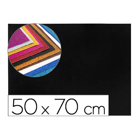 Goma eva con purpurina liderpapel 50x70cm 60g/m2 espesor 2mm negro