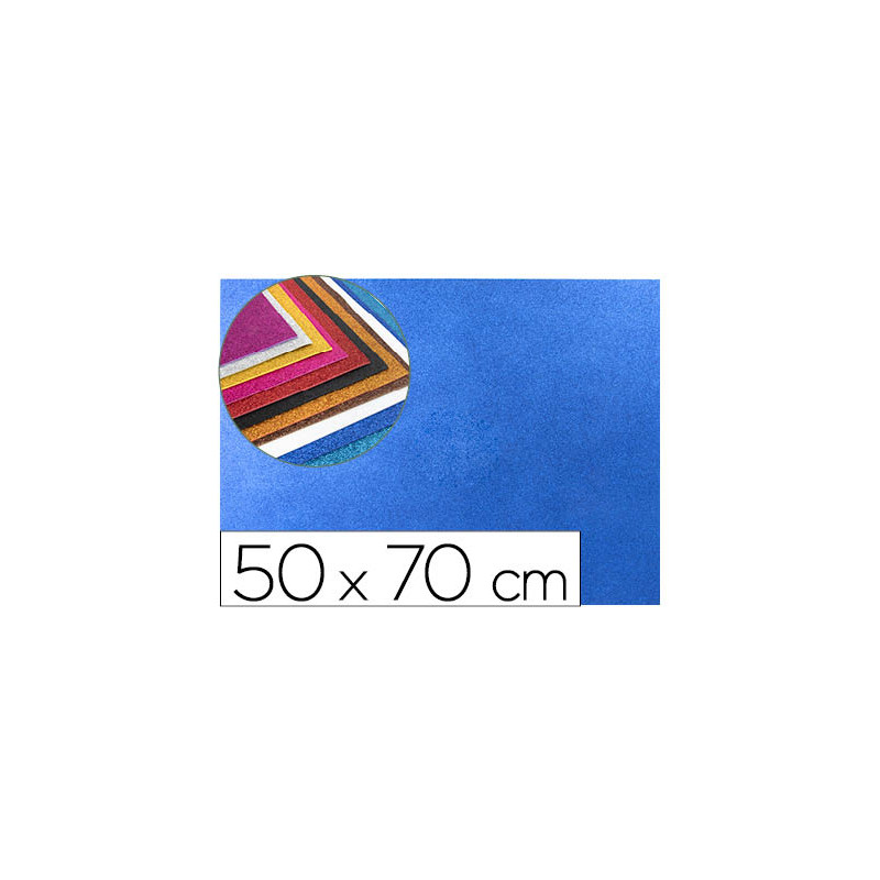 Goma eva con purpurina biodegradable liderpapel 50x70cm 60g/m2 espesor 2 mm azul oscuro