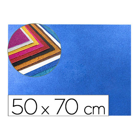 Goma eva con purpurina liderpapel 50x70cm 60g/m2 espesor 2mm azul oscuro