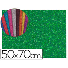Goma eva con purpurina liderpapel 50x70cm 60g/m2 espesor 2mm verde