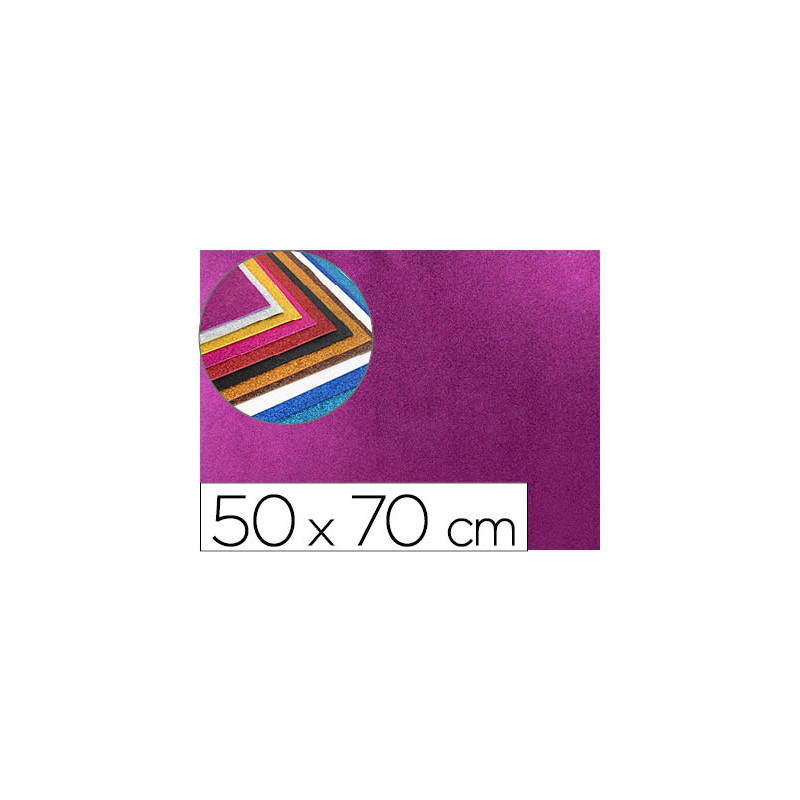 Goma eva con purpurina biodegradable liderpapel 50x70cm 60g/m2 espesor 2 mm violeta