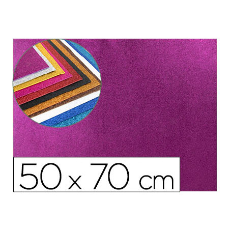 Goma eva con purpurina liderpapel 50x70cm 60g/m2 espesor 2mm violeta