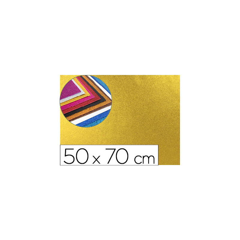 Goma eva con purpurina biodegradable liderpapel 50x70cm 60g/m2 espesor 2 mm oro