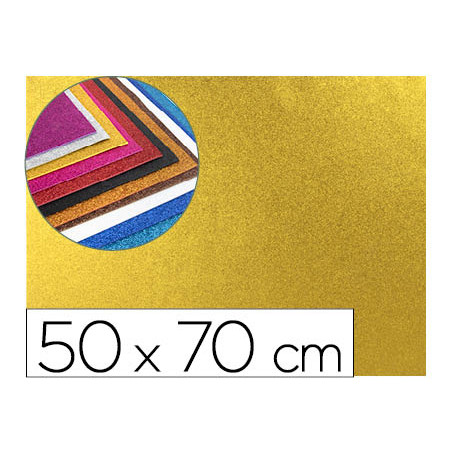 Goma eva con purpurina liderpapel 50x70cm 60g/m2 espesor 2mm oro