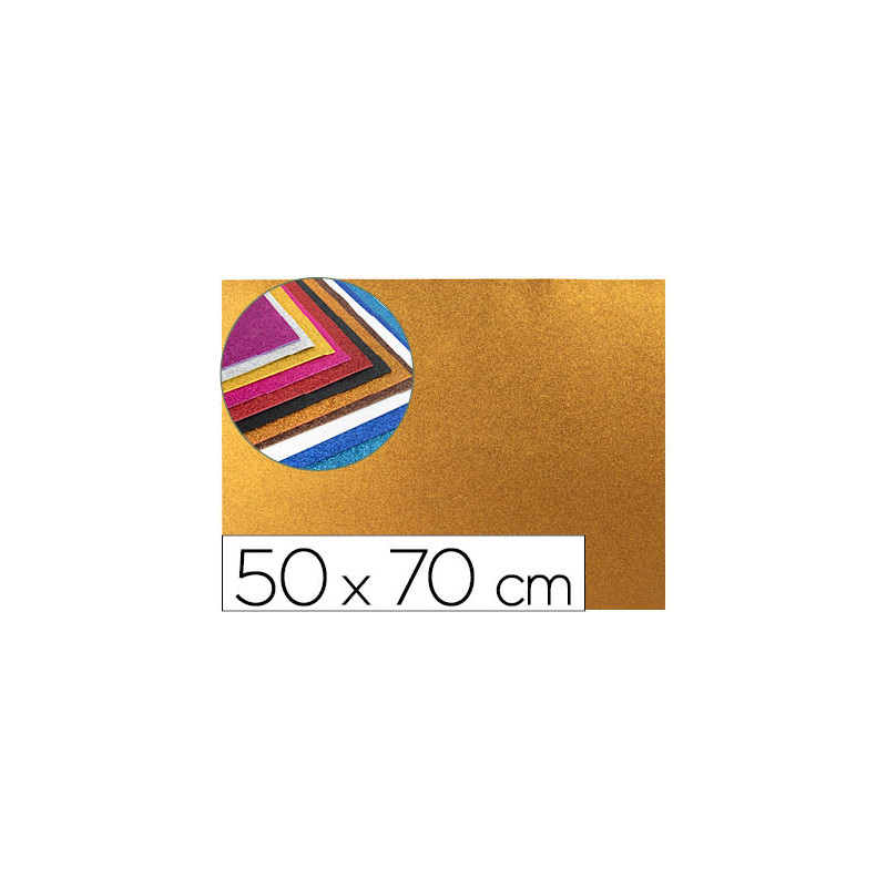 Goma eva con purpurina biodegradable liderpapel 50x70cm 60g/m2 espesor 2 mm naranja