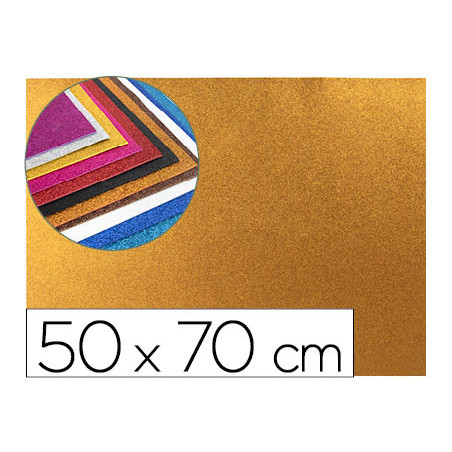 Goma eva con purpurina liderpapel 50x70cm 60g/m2 espesor 2mm naranja