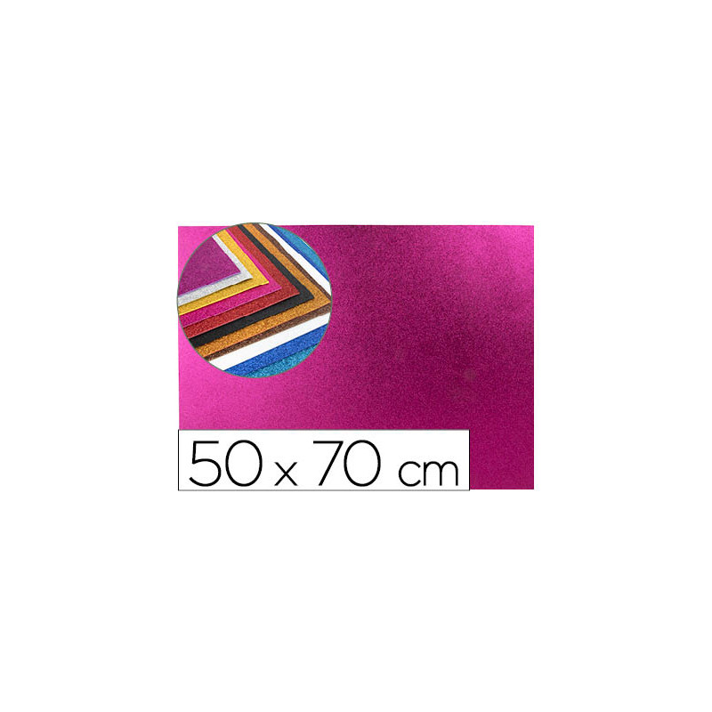 Goma eva con purpurina biodegradable liderpapel 50x70cm 60g/m2 espesor 2 mm rosa