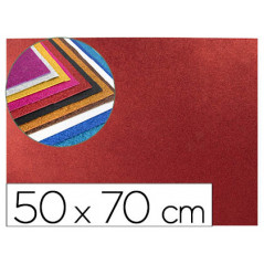 Goma eva con purpurina liderpapel 50x70cm 60g/m2 espesor 2mm rojo