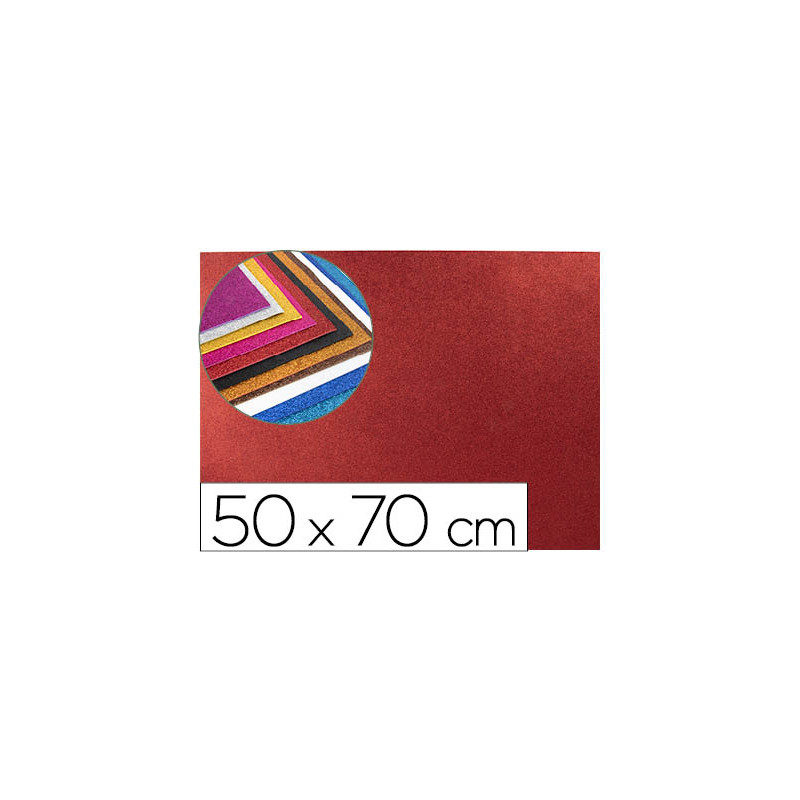 Goma eva con purpurina biodegradable liderpapel 50x70cm 60g/m2 espesor 2 mm rojo