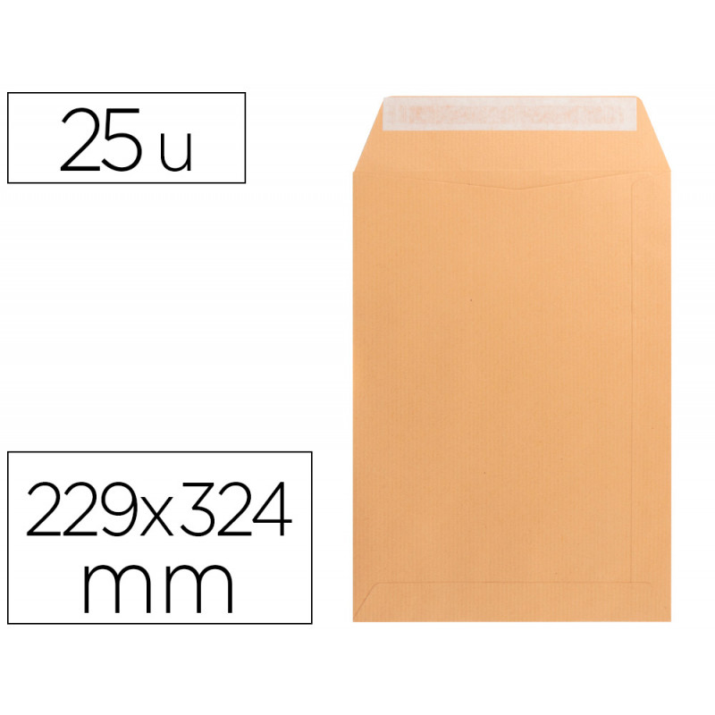 Sobre liderpapel bolsa n 7 kraft din c4 229x324 mm tira de silicona paquete de 25 unidades