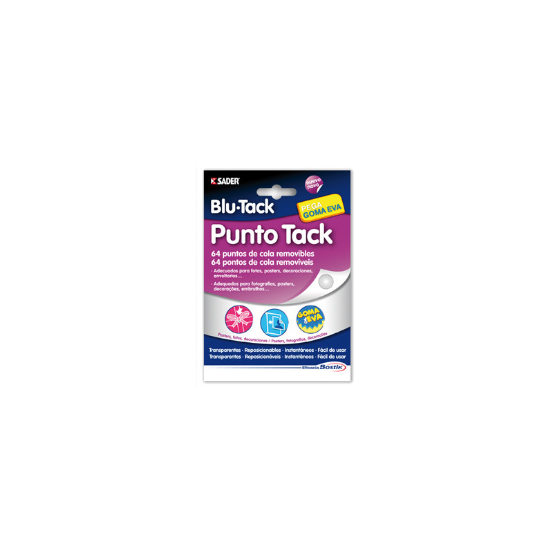 Sujetacosa masilla bostik blu tack punto de cola removible blister de 64 unidades