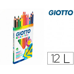Lapices de colores giotto mega tri caja de 12 colores mina 5,5 mm
