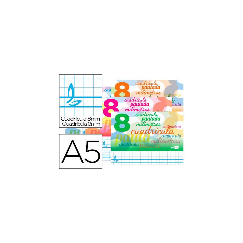 Libreta liderpapel pautaguia tapa cartoncillo 32 hojas din a5 70 gr cuadriculado pautado 8 mm apaisado con margen