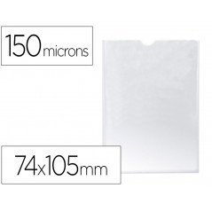 Funda portadocumento q-connect din a7 150 micras pvc transparente con uñero 74x105 mm