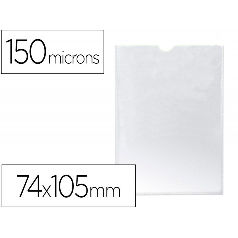 Funda portadocumento q-connect din a7 150 micras pvc transparente con uñero 84x115 mm