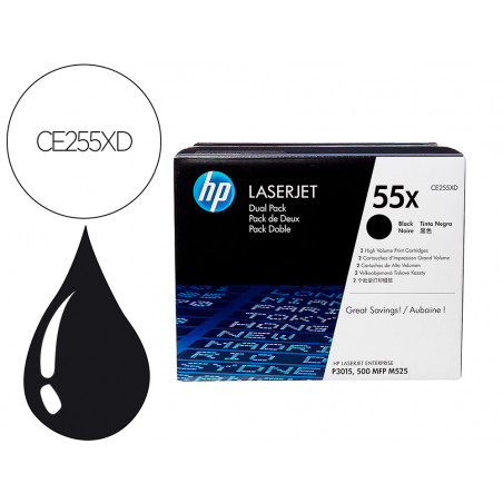 Toner hp laserjet ce255xd negro 12500 pag pack 2
