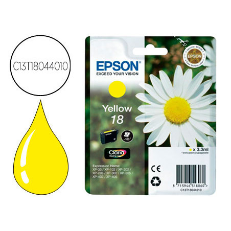 Ink-jet epson t18 amarillo expression home xp-102 xp-205 xp-305 xp-405 capaciidad 180 pag
