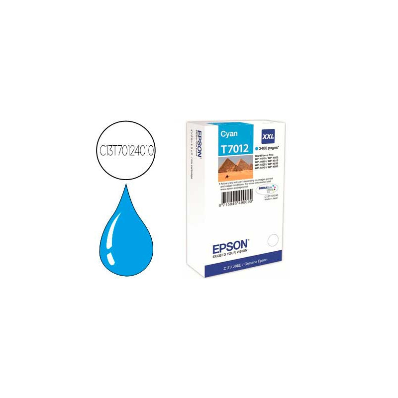 Ink-jet epson stylus t7012 cian xl wp-4000 4500 capacidad 3400 pag