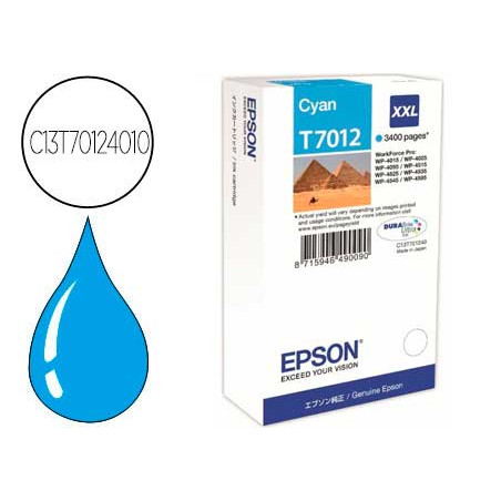 Ink-jet epson stylus t7012 cian xl wp-4000 4500 capacidad 3400 pag