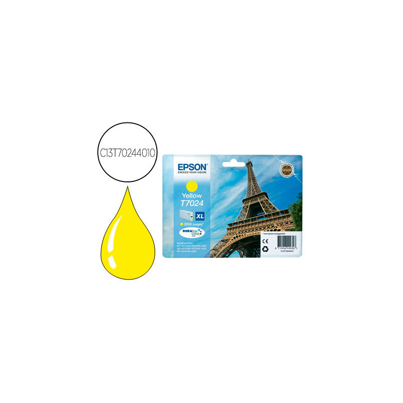 Ink-jet epson stylus t7024 amarillo xl wp-4000 4500 capacidad 2400 pag