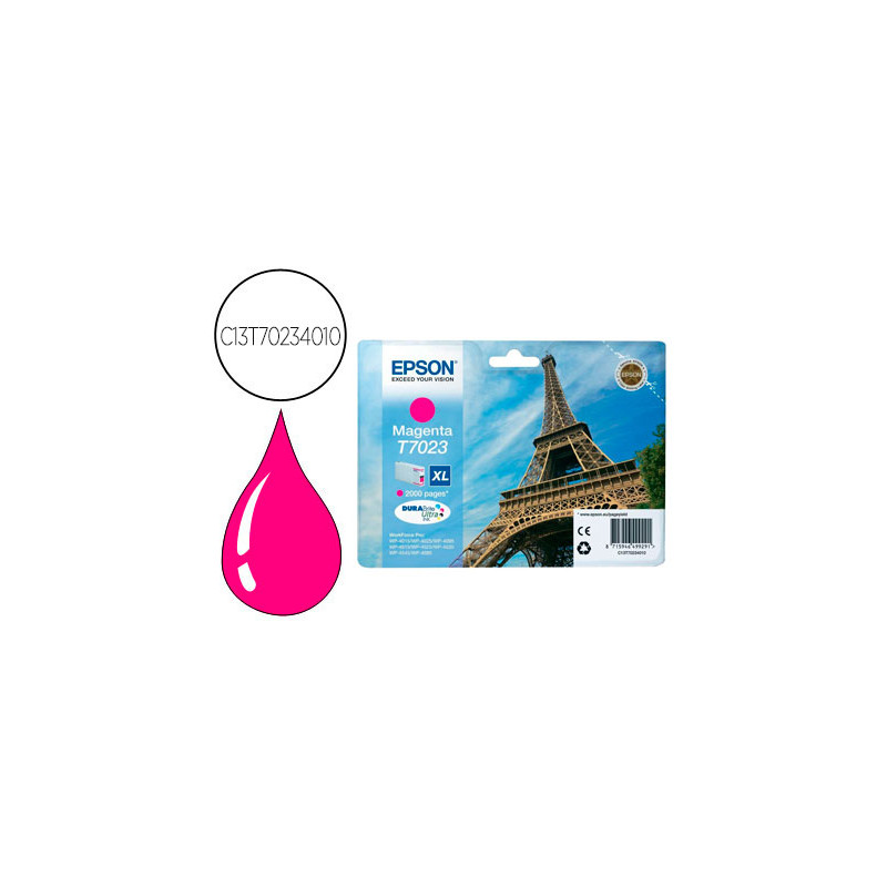 Ink-jet epson stylus t7023 magenta xl wp-4000 4500 capacidad 2400 pag