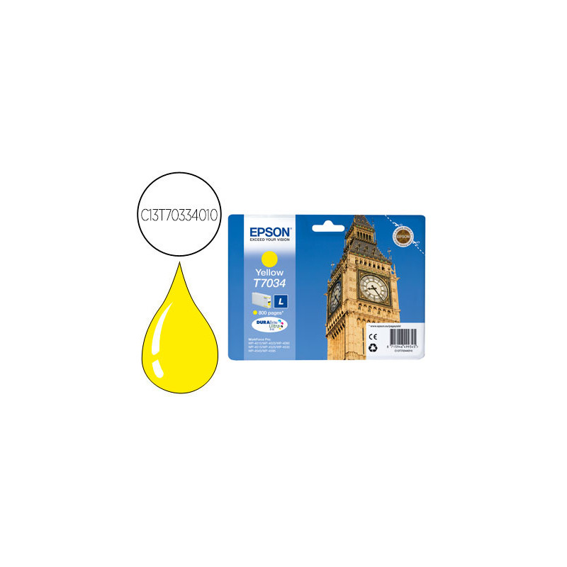 Ink-jet epson stylus t7034 amarillo l wp-4000 4500 capacidad 1200 pag
